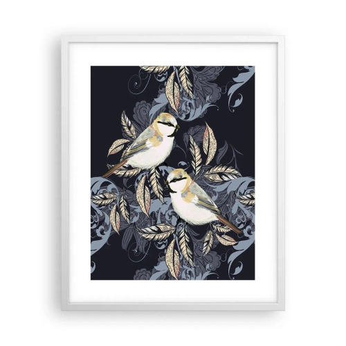 Poszter fekete keretben - Sárga-kék madárdal - 40x50 cm