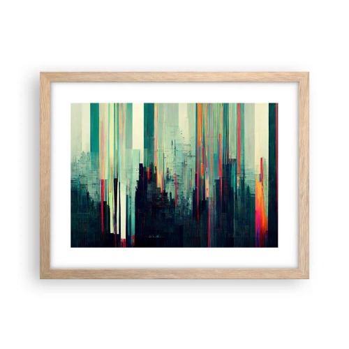 Poszter világos tölgy keretben - Futurisztikus város - 40x30 cm