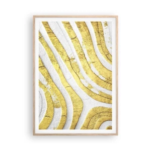 Poszter világos tölgy keretben - Kompozíció fehér és arany színben - 70x100 cm