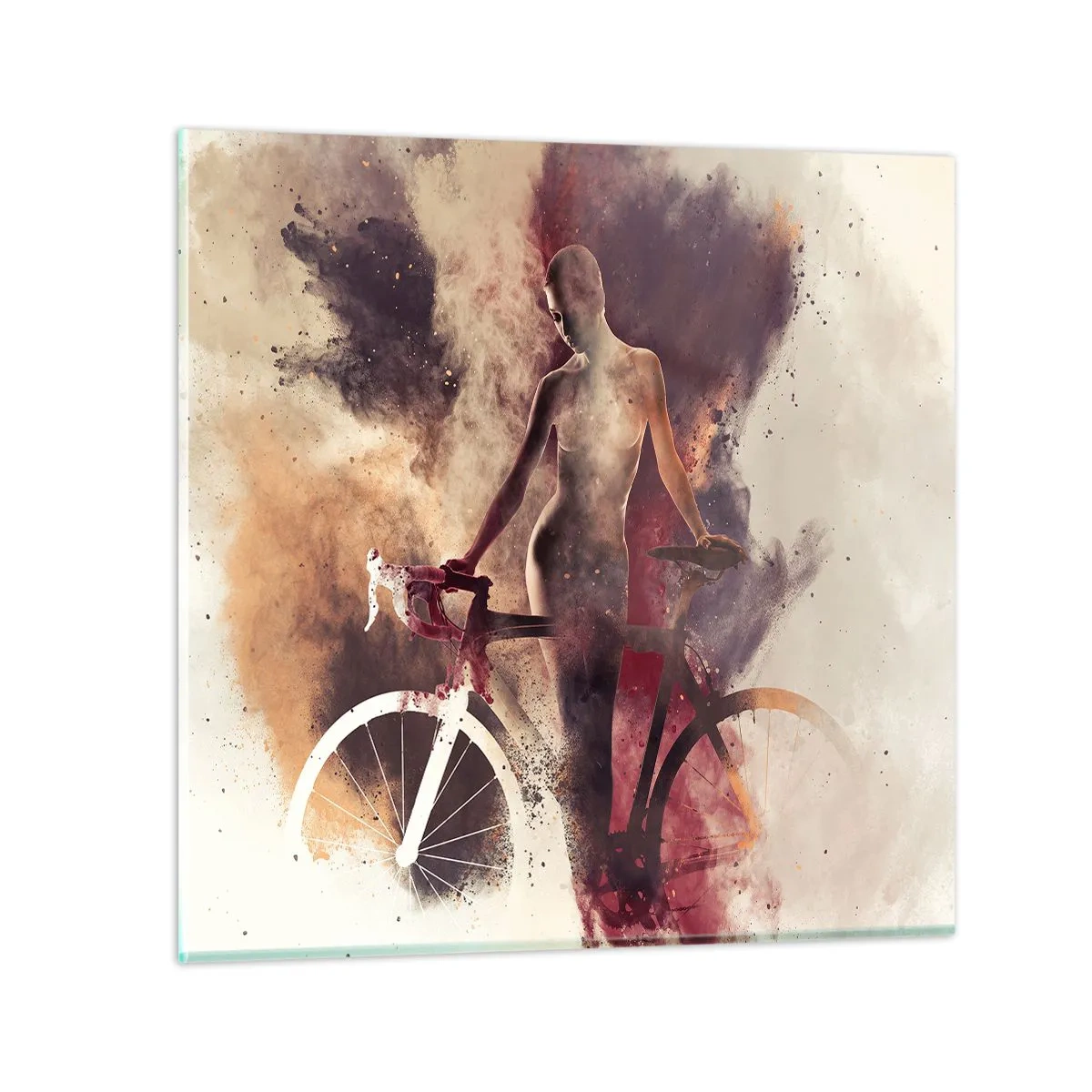 Üveg kép - Márvány formájú kerékpáros lélek - 60x60 cm