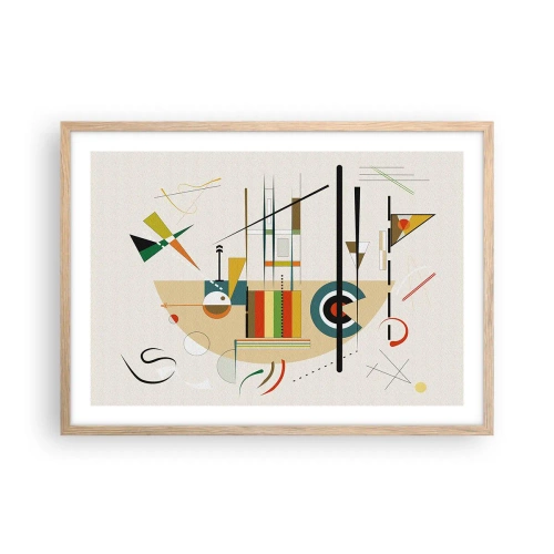 Poszter világos tölgy keretben - És nevet a világ - 70x50 cm