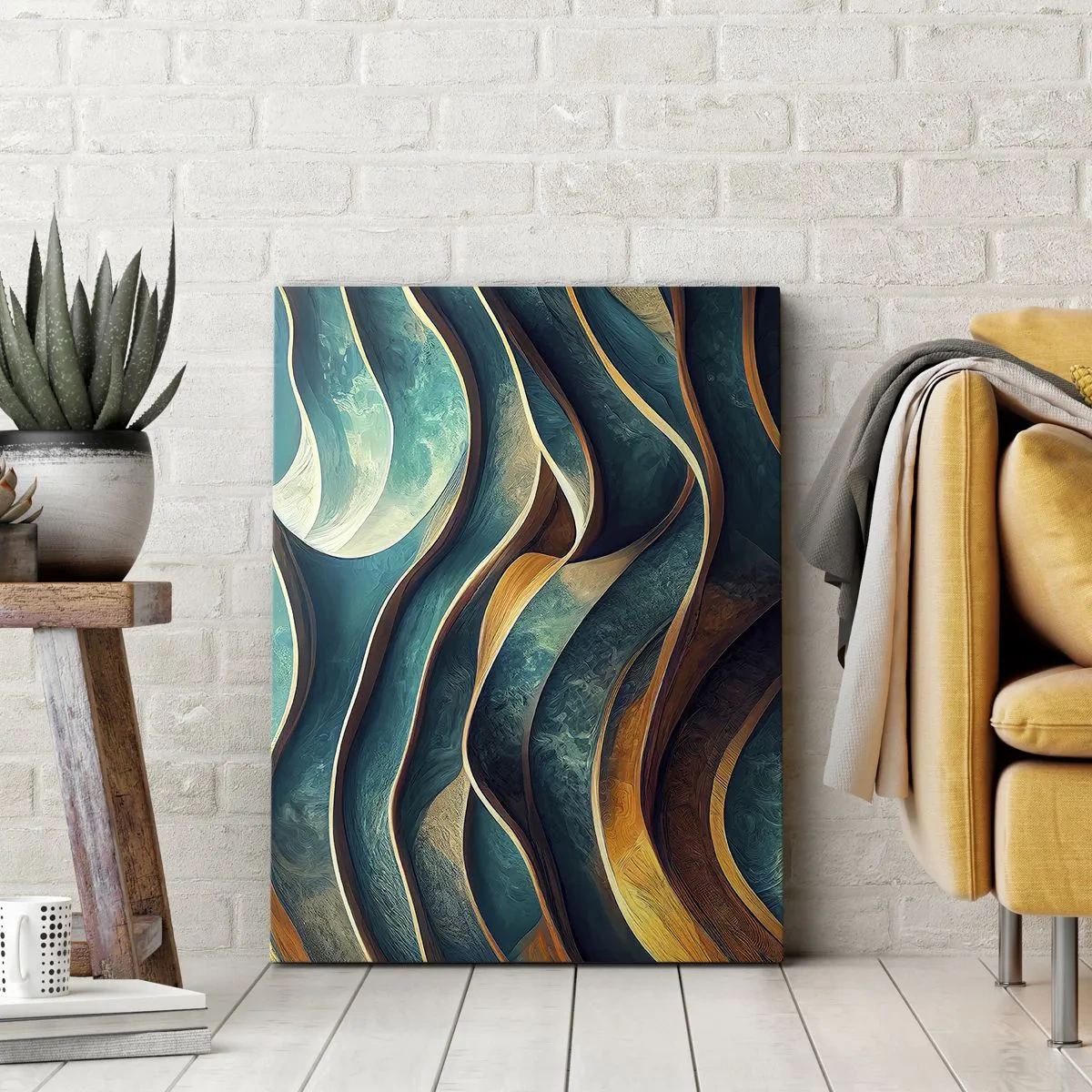 Vászonkép - Kék kanyarulatok - 45x80 cm