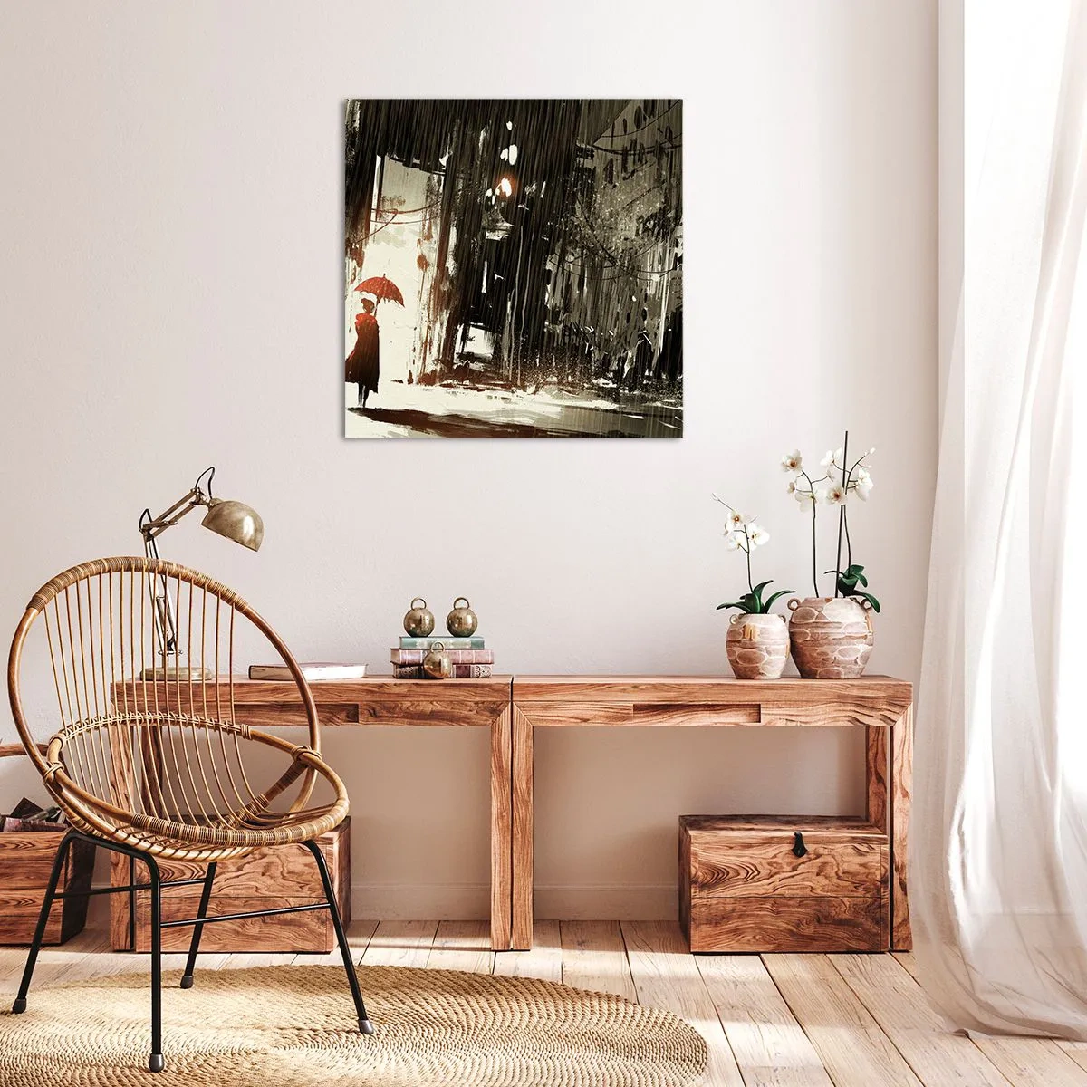 Vászonkép - A vörös esernyő költészete - 70x70 cm