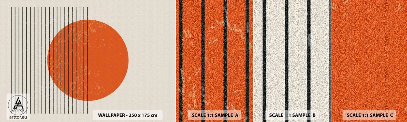 Fotótapéta Minta Öntapadós Deluxe Sticker - Mindig a nap - Nap, Minimalista, Vonalak - 100x30 cm