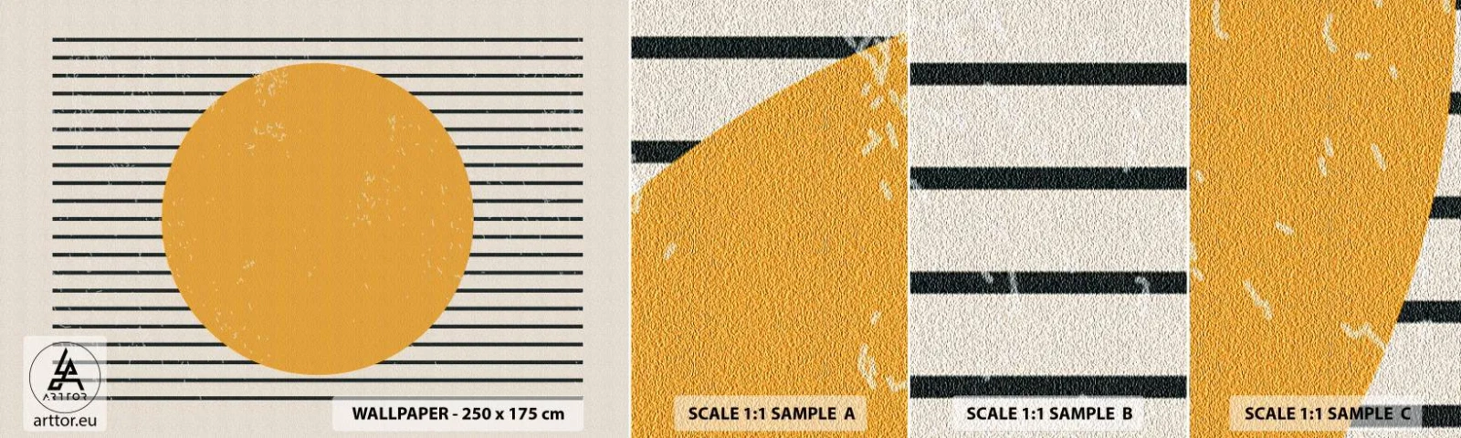 Fotótapéta Minta Standard Eco - Az egyszerűség ereje - Nap, Kerék, Vonalak - 100x30 cm