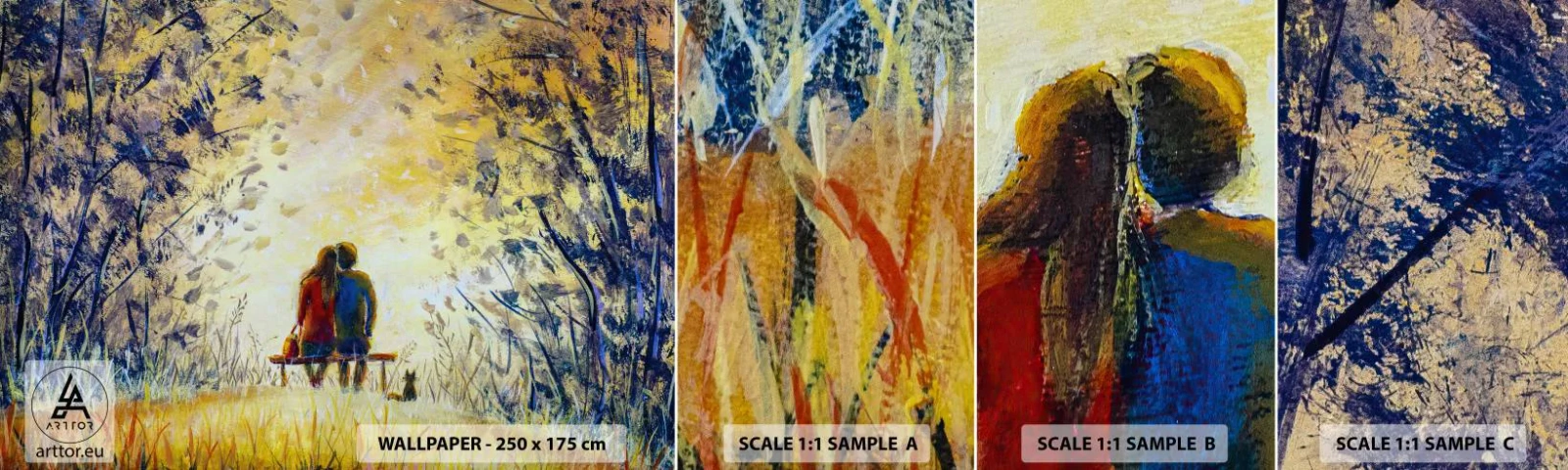 Fotótapéta Minta Öntapadós Deluxe Sticker - Varázslatos pillanat - Pár szerelmes, Park, Természet - 100x30 cm