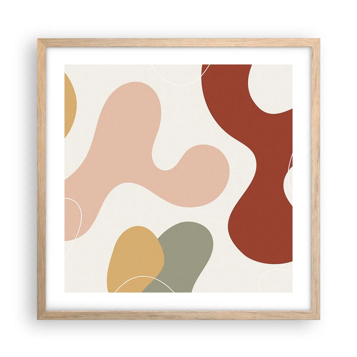 Poszter világos tölgy keretben - Pöttyök vagy hullámok? - 50x50 cm