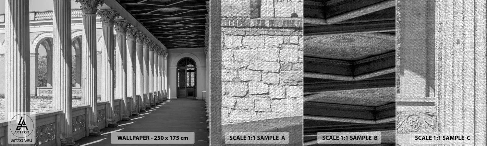 Fotótapéta Minta Premium Canvas - Napsütötte árkádsor - Oszlopok, Építészet, Klasszikus - 100x30 cm