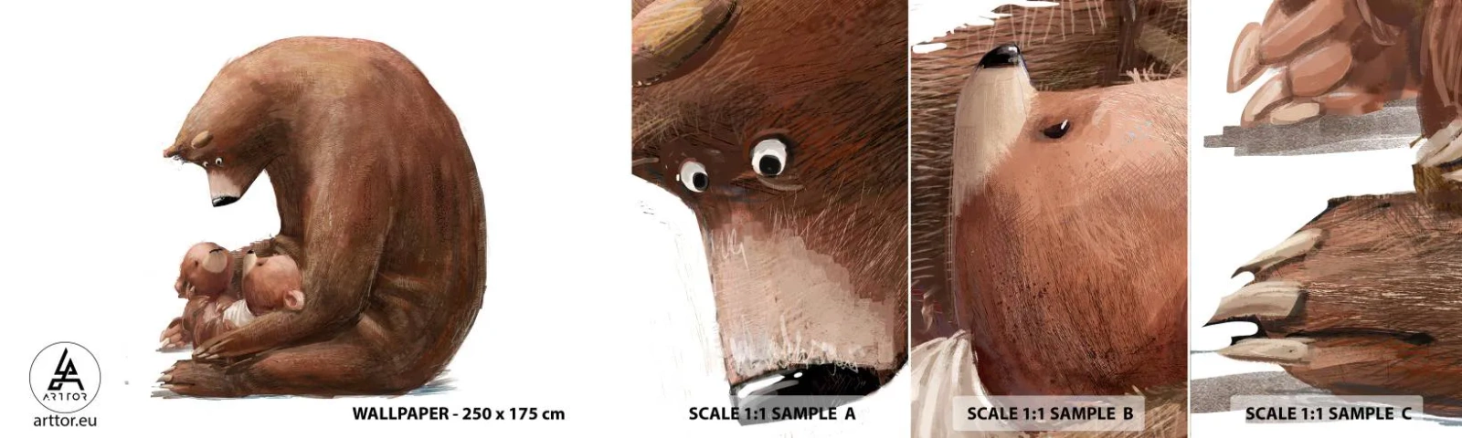 Fotótapéta Minta Standard Eco - Szép álmokat gyerekek - Gyerekeknek, Medve, Család - 100x30 cm