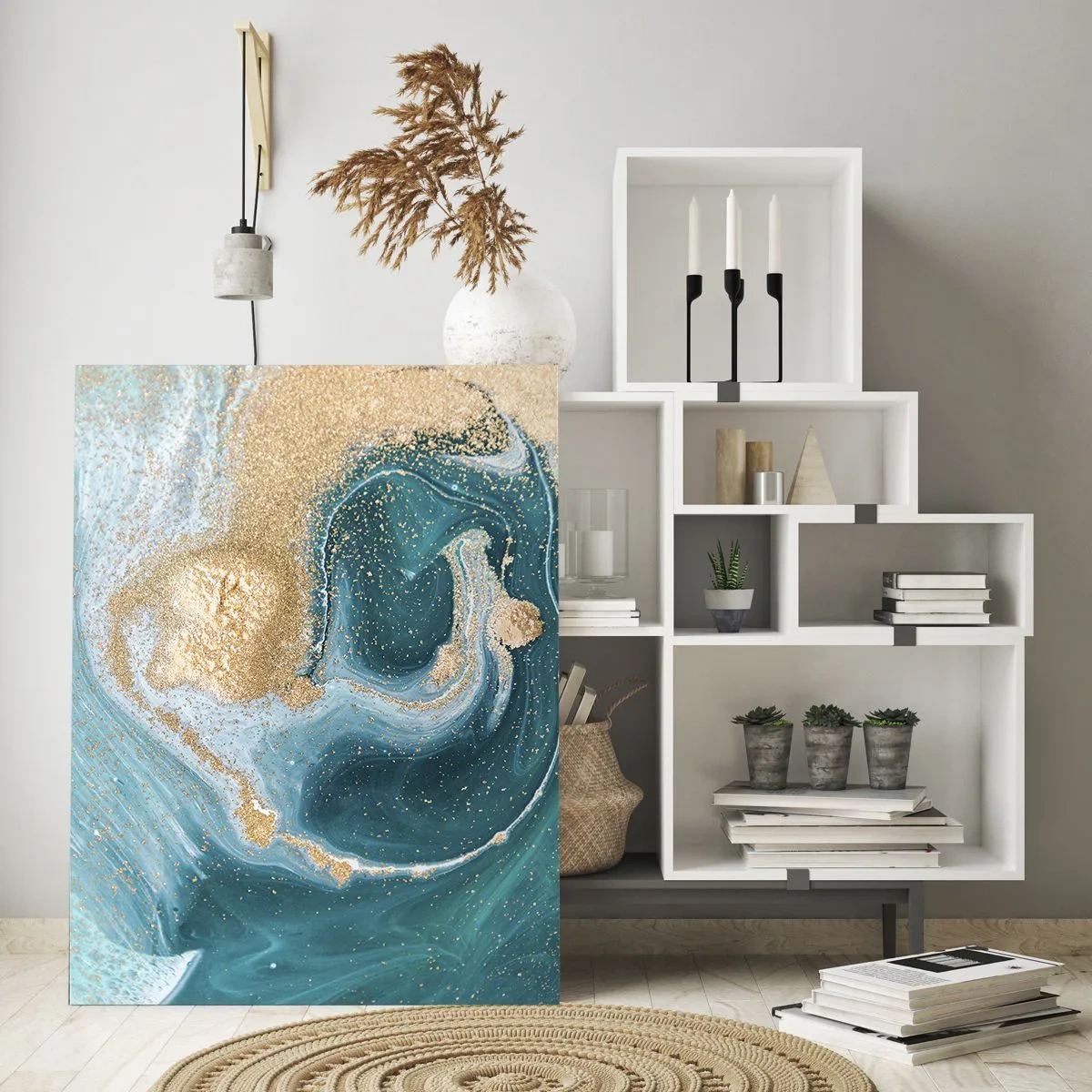 Üveg kép - Arany és türkiz örvénye - 80x120 cm