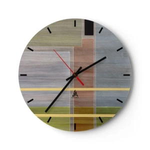 Falióra, Óra - Színes téglalapok vízszintes és függőleges elrendezésben - 30x30cm - Egyszerűen és nyugodtan - Modern fali dekoráció nappalihoz, konyhához és hálószobához ARTTOR