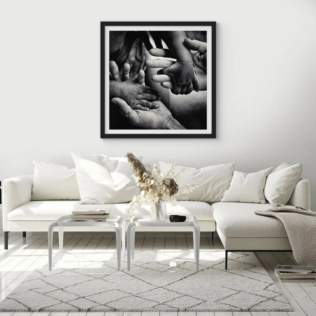 Poszter fehér keretben - Embernek lenni - 60x60 cm