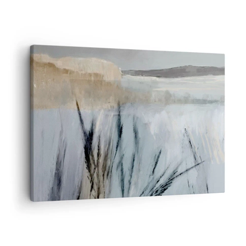 Vászonkép - Festői téli táj mezőkkel és fűvel - 70x50cm - Téli mezők - Modern fali dekoráció nappalihoz és hálószobához ARTTOR