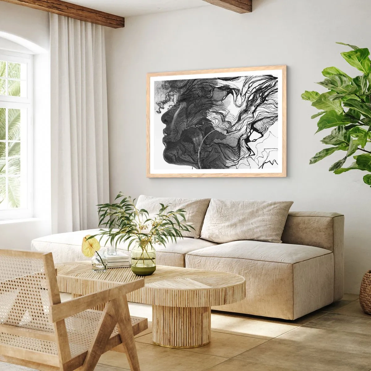 Poszter világos tölgy keretben - Álmokba gabalyodva - 100x70 cm