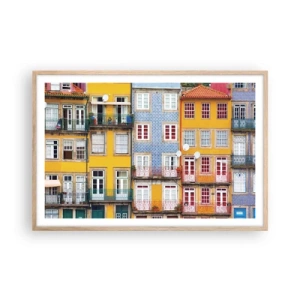 Poszter világos tölgy keretben - Az óváros színei - 91x61 cm