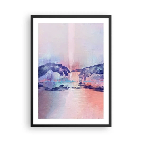 Poszter fehér keretben - Absztrakt kezek pasztell színekben - 50x70cm - Az élet isteni szikrája - Modern fali dekoráció nappalihoz és hálószobához ARTTOR