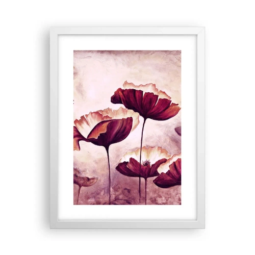 Poszter fekete keretben - Piros és fehér szirom - 30x40 cm