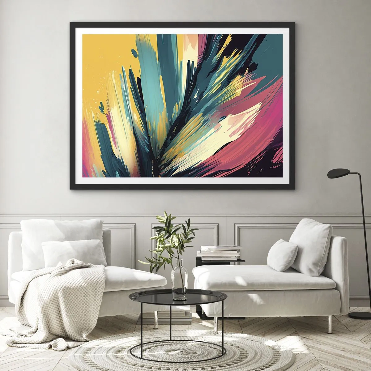 Poszter fehér keretben - Kompozíció - az öröm robbanása - 70x50 cm