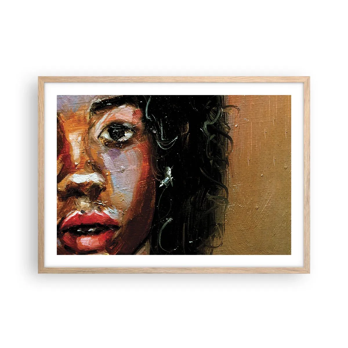 Poszter világos tölgy keretben - Fekete és fény - 70x50 cm