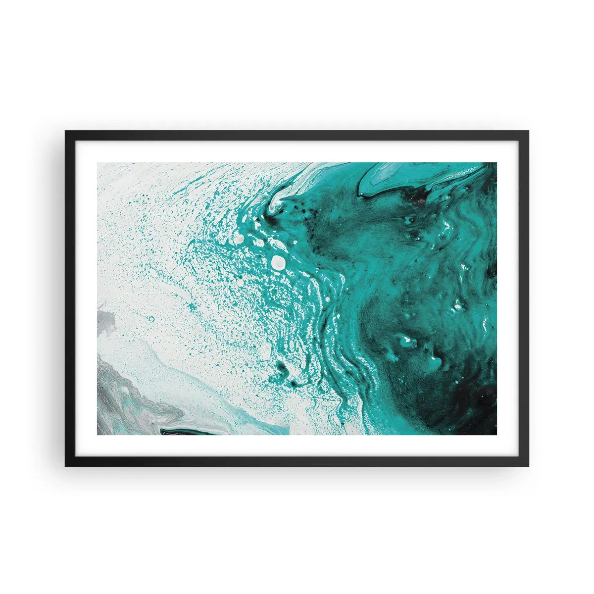 Poszter fehér keretben - Elolvadni fehérben és türkizben  - 70x50 cm