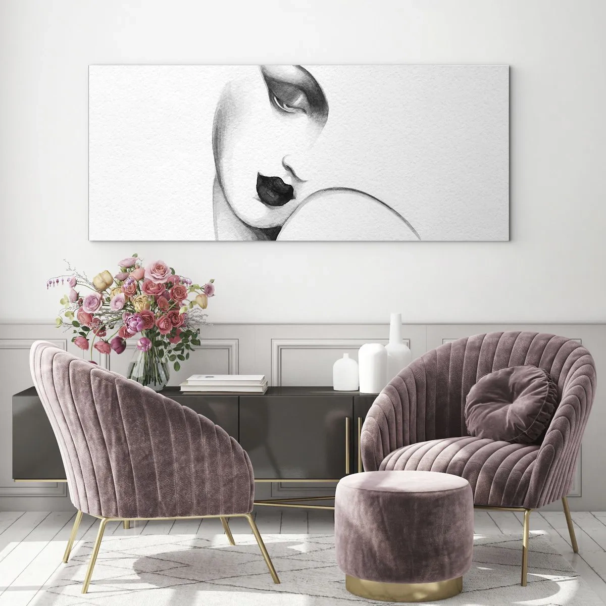 Üveg kép - Łempicka stílusában - 100x40 cm