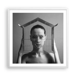 Poszter fekete keretben - Kissé szürreális portré - 60x60 cm