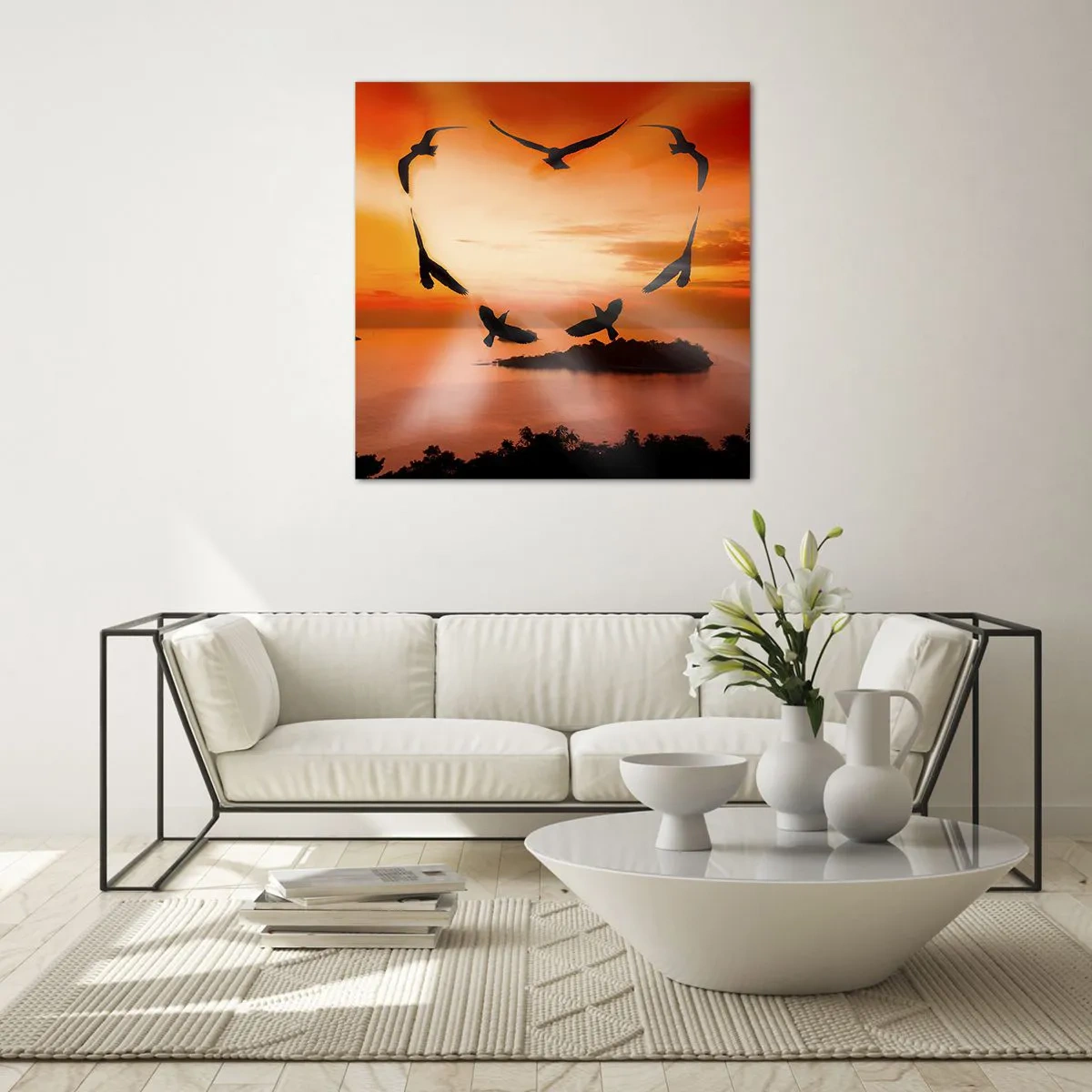 Üveg kép - Szeresd a világot, úgy mint a madarak - 60x60 cm