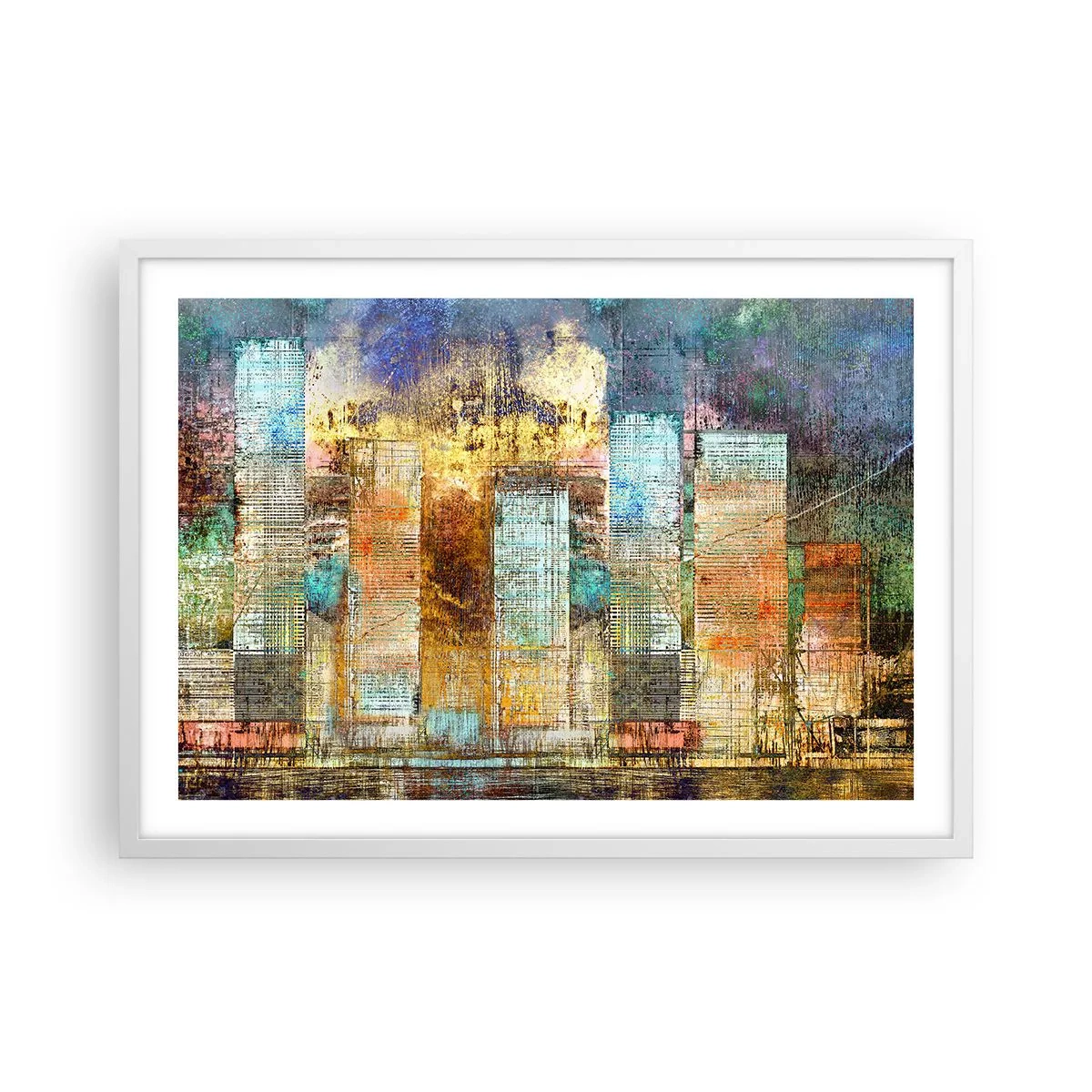 Poszter fekete keretben - Napfényes metropolisz - 70x50 cm