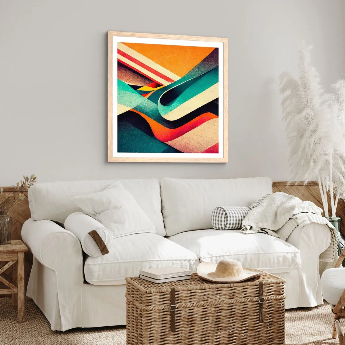Poszter világos tölgy keretben - Intenzív kompozíció - 40x40 cm