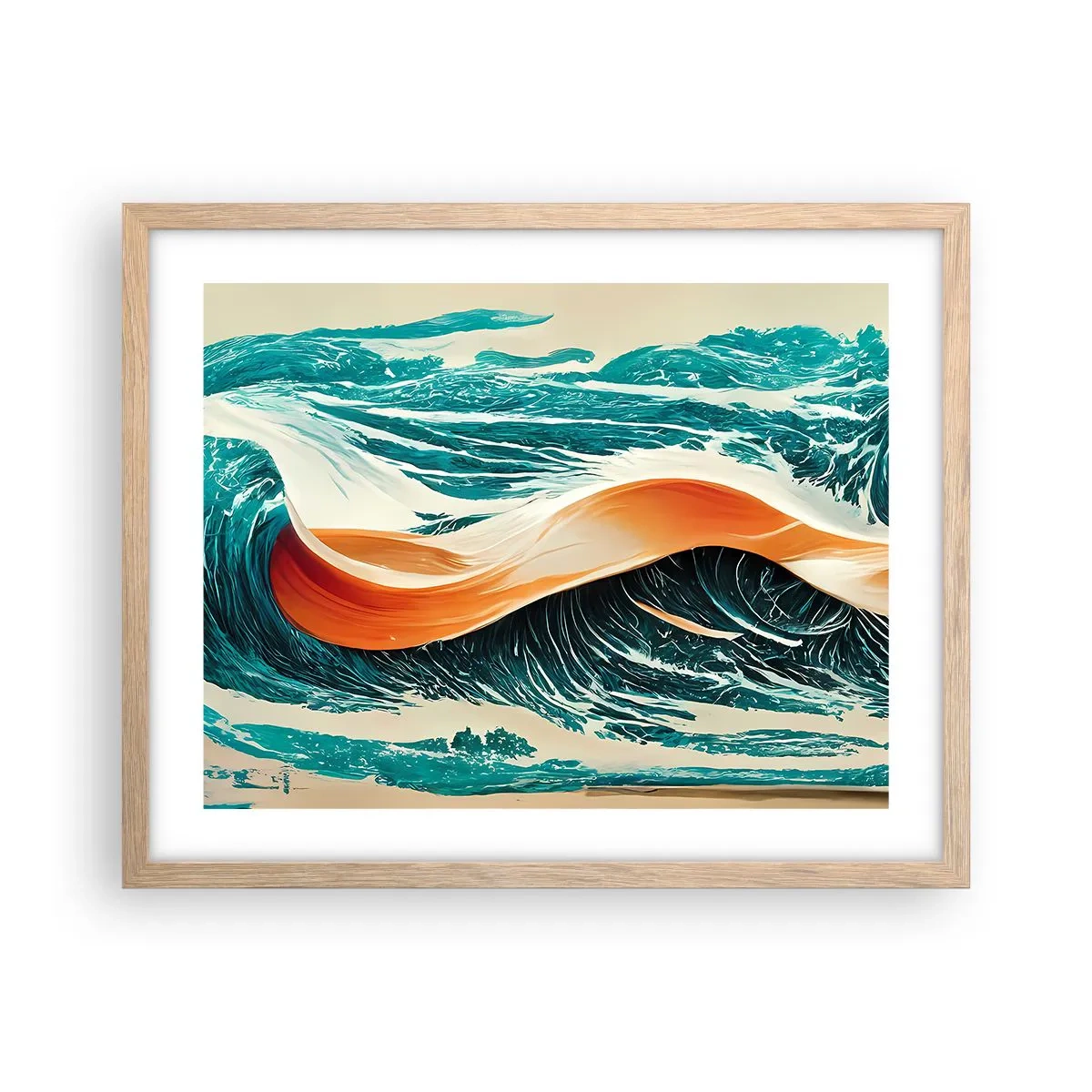 Poszter világos tölgy keretben - Szörfös álma - 50x40 cm