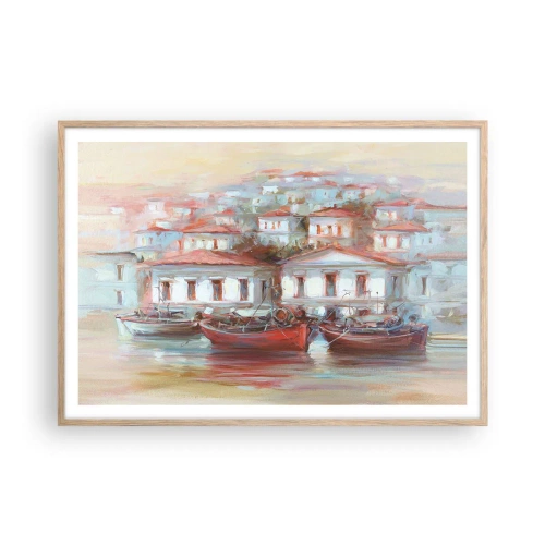 Poszter világos tölgy keretben - Boldog kisváros - 100x70 cm