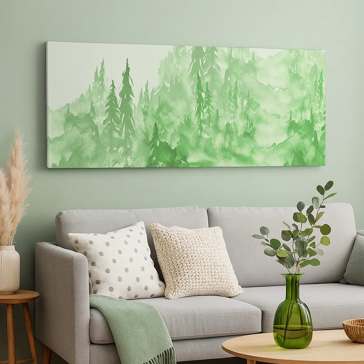 Vászonkép - Elmosódott zöld köddel - 30x30 cm