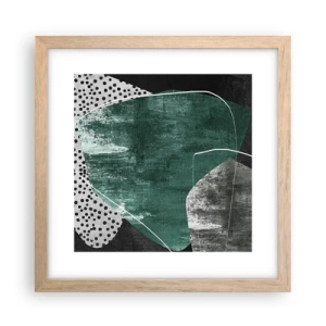 Poszter világos tölgy keretben - Színes absztrakció aranypehellyel - 30x30 cm