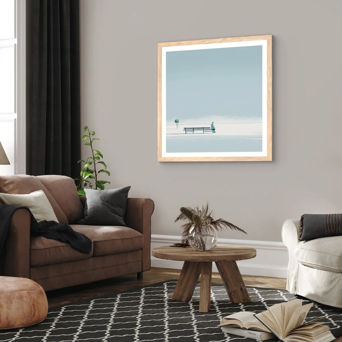 Poszter világos tölgy keretben - Igen, én várok. - 30x30 cm