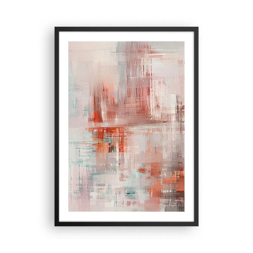 Poszter fehér keretben - Absztrakt kompozíció vörös és kék árnyalatokban - 50x70cm - Ködös. De rózsaszín - Modern fali dekoráció nappalihoz és hálószobához ARTTOR