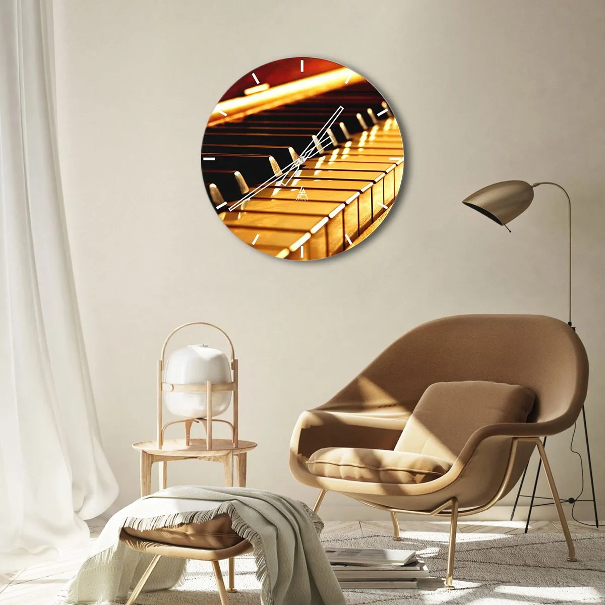 Falióra, Óra - Arany zongorabillentyűk - 30x30cm - Végtelen lehetőségek - Modern fali dekoráció nappalihoz, konyhához és hálószobához ARTTOR