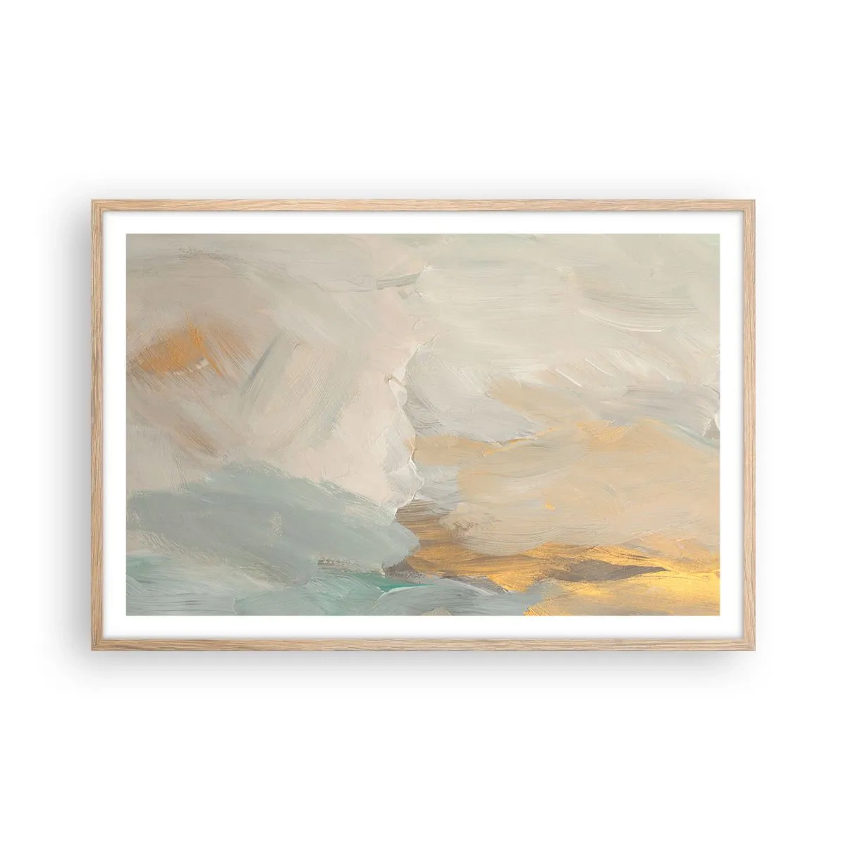 Poszter világos tölgy keretben - Absztrakció - a szelídség földje - 91x61 cm