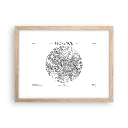 Poszter világos tölgy keretben - Firenze anatómiája - 40x30 cm