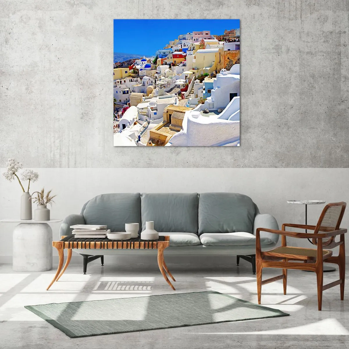 Üveg kép - Álom a görög nyárról - 40x40 cm