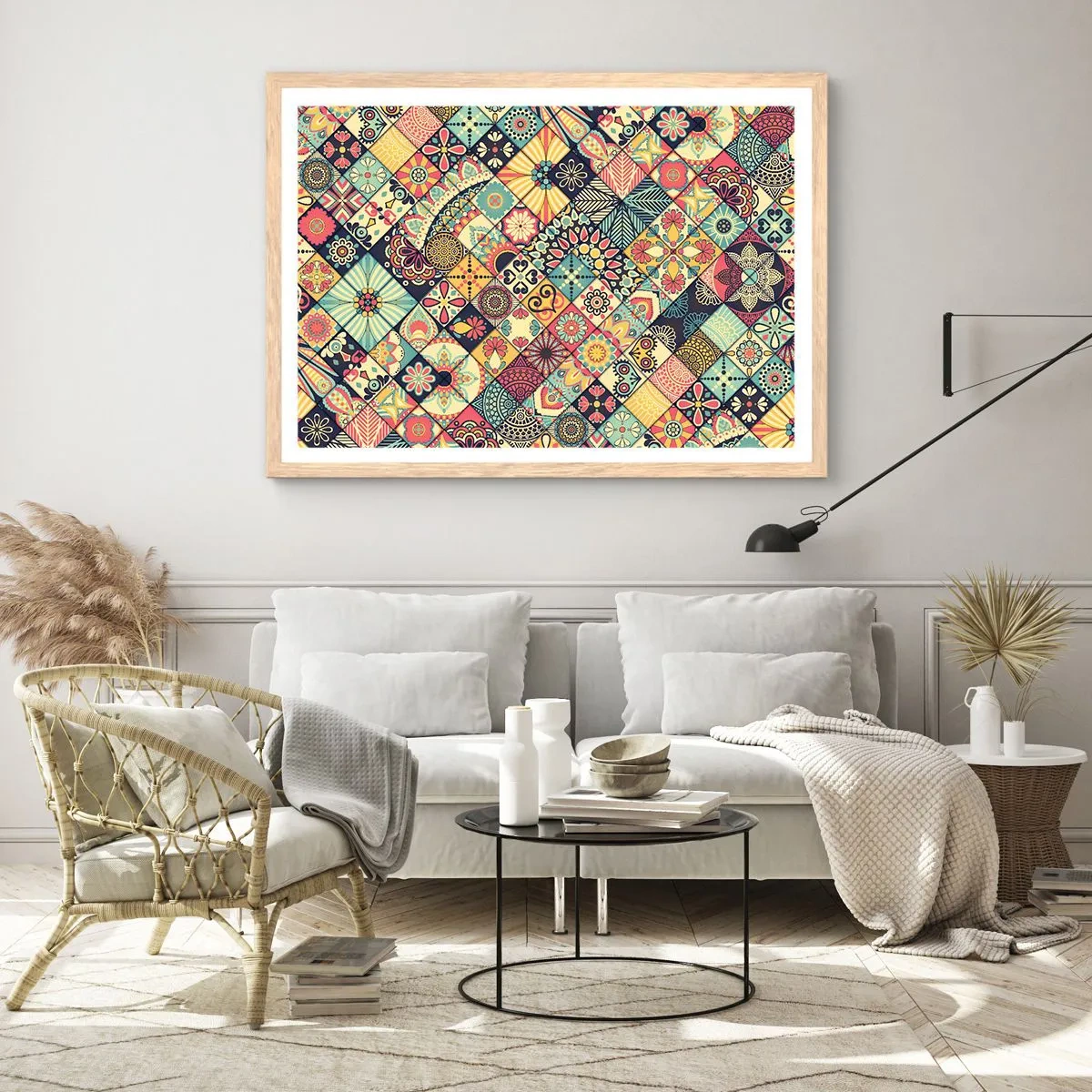 Poszter világos tölgy keretben - Marokkói hangulat - 100x70 cm