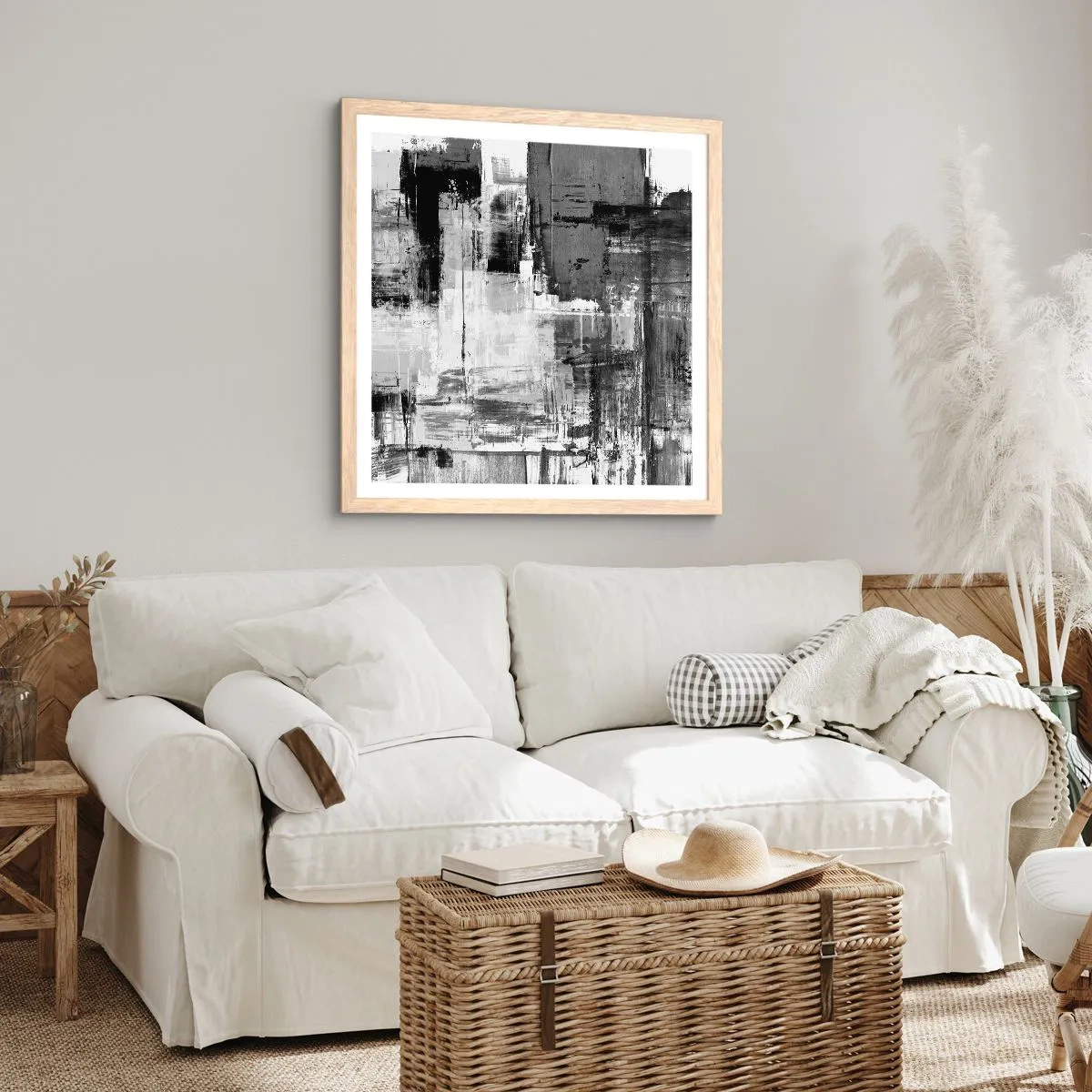 Poszter világos tölgy keretben - A szürke szép - 60x60 cm