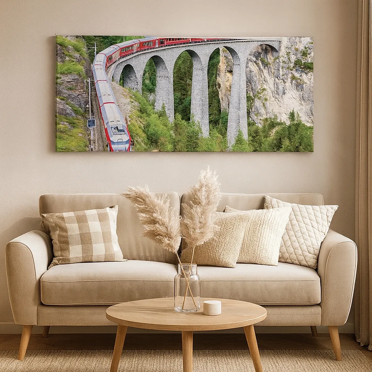 Vászonkép - Vasút hegyi kilátással - 30x30 cm