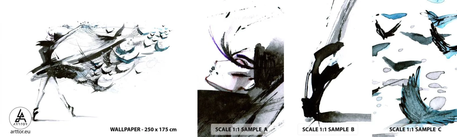 Fotótapéta Minta Standard Eco - A zene varázsa megszabadít a varázslattól - Absztrakció, Nő, Tánc - 100x30 cm