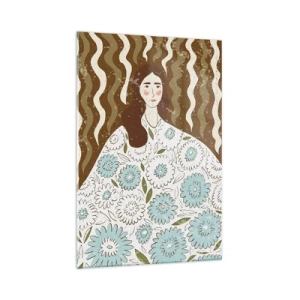 Üveg kép - Portré virágos köntösben - 70x100 cm