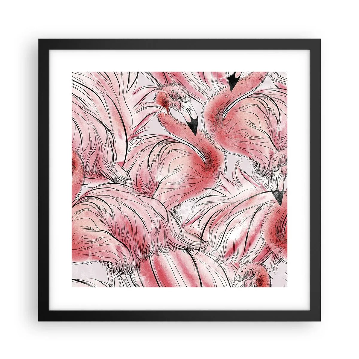 Poszter fehér keretben - Madári corps de ballet - 40x40 cm