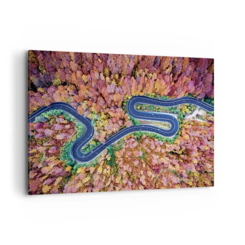 Vászonkép - Kanyargós út az erdőn keresztül - 120x80 cm