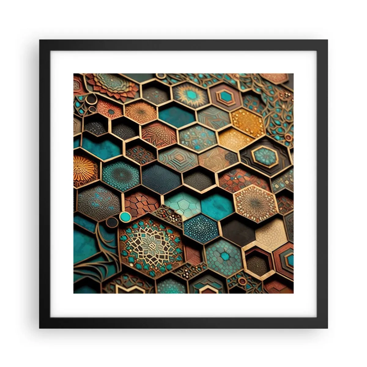 Poszter fehér keretben - Arab ornamentika - egy variáció - 40x40 cm