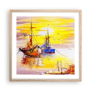 Poszter világos tölgy keretben - Megérdemelt pihenés a kikötőben - 50x50 cm