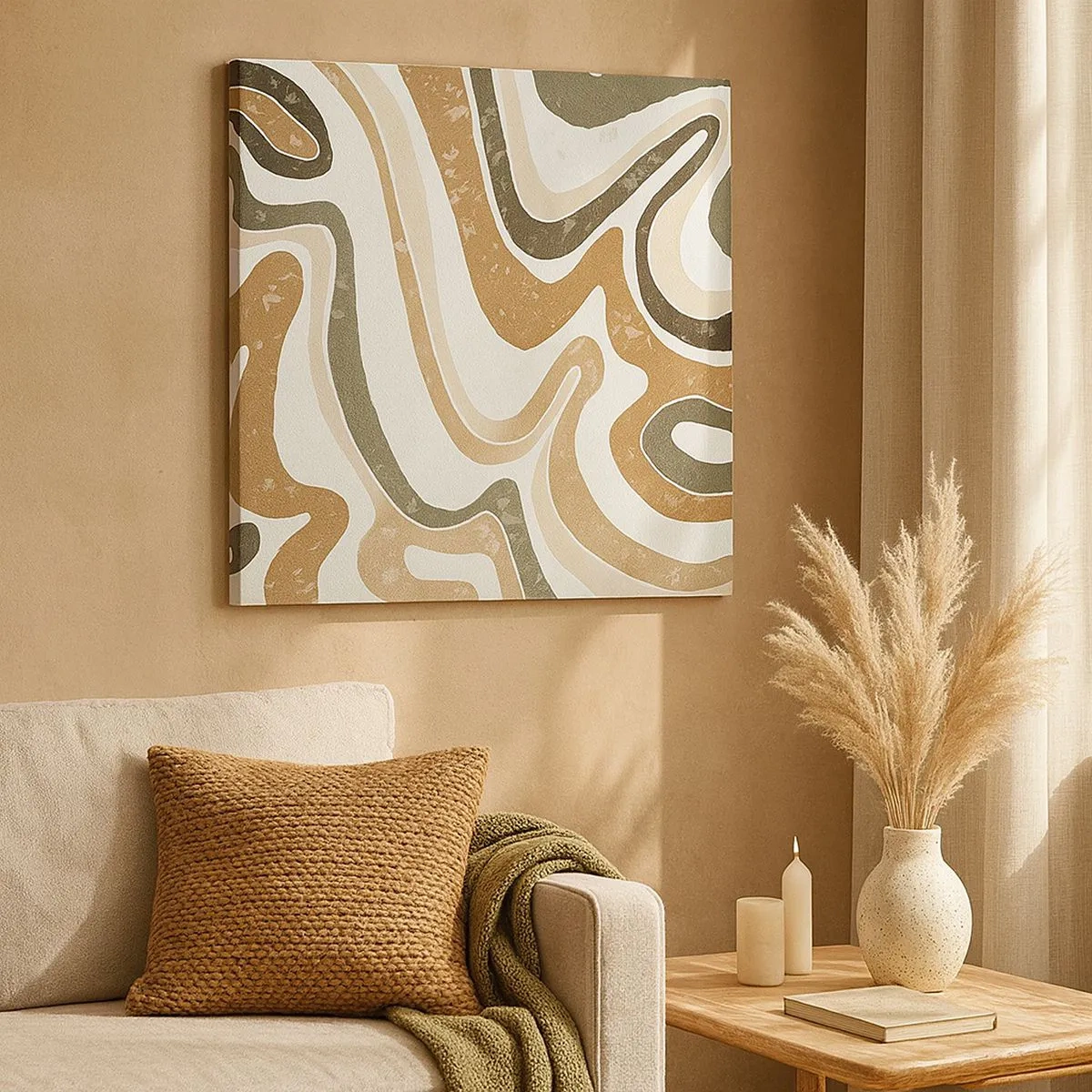Vászonkép - Földszínű színek kanyarulatai - 30x30 cm