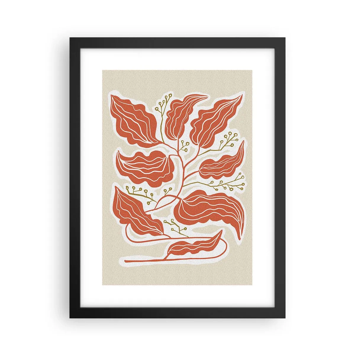 Poszter fehér keretben - Népi és korall - 30x40 cm